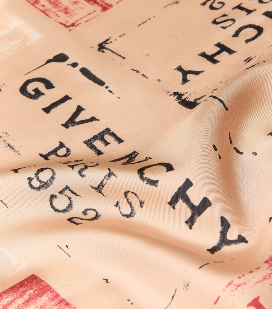 Silk Stamp Square Shawl BEIGE Image 2