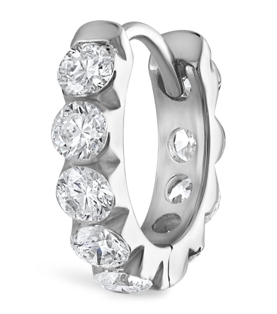 White Gold Invisible Set Large Diamond Eternity Hoop Earring (8mm) WHITE GOLD Image 1