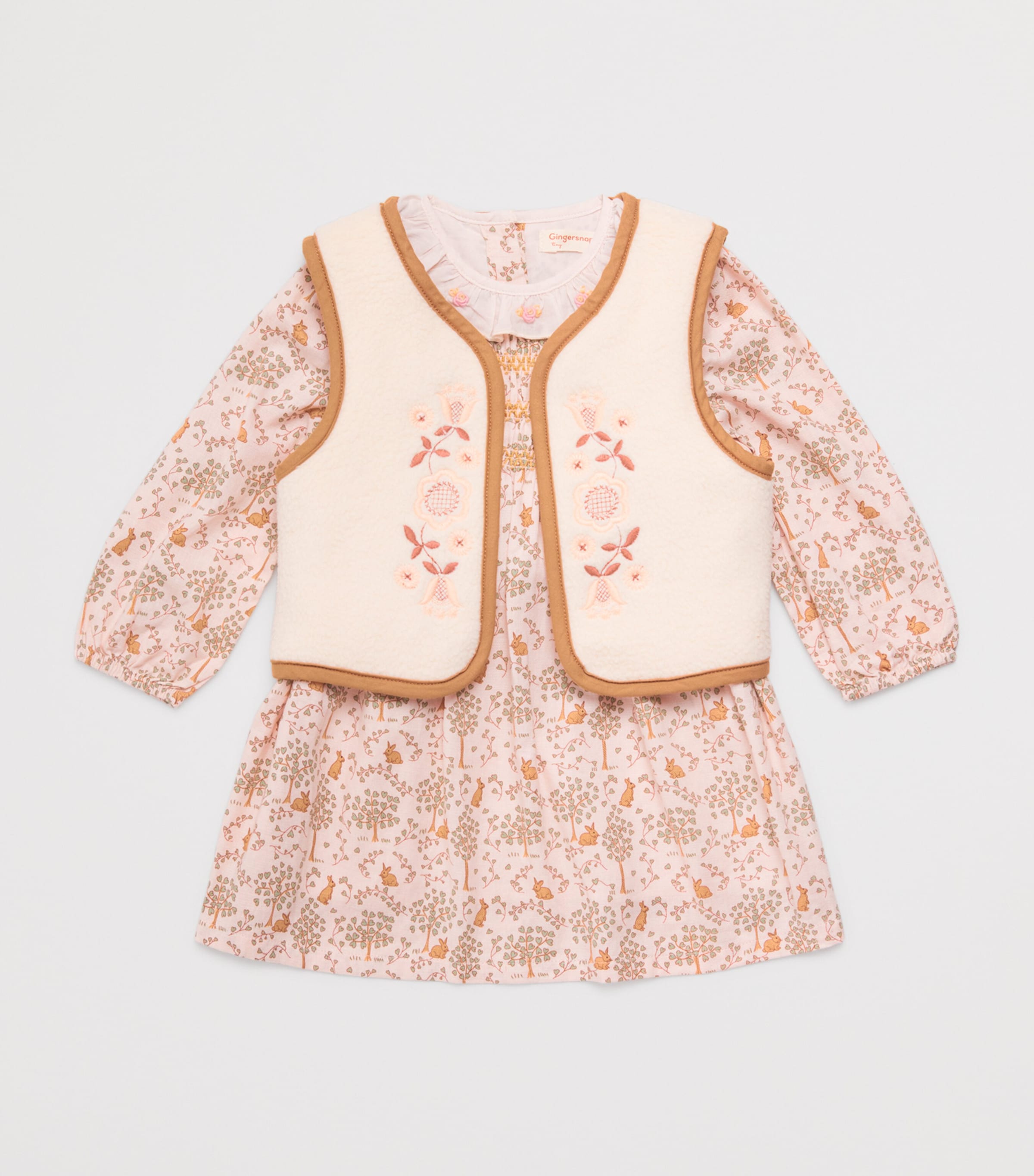 Cotton Bunny Meadow Trixie Smock Dress (6-36 Months) MULTICOLOR Image 3