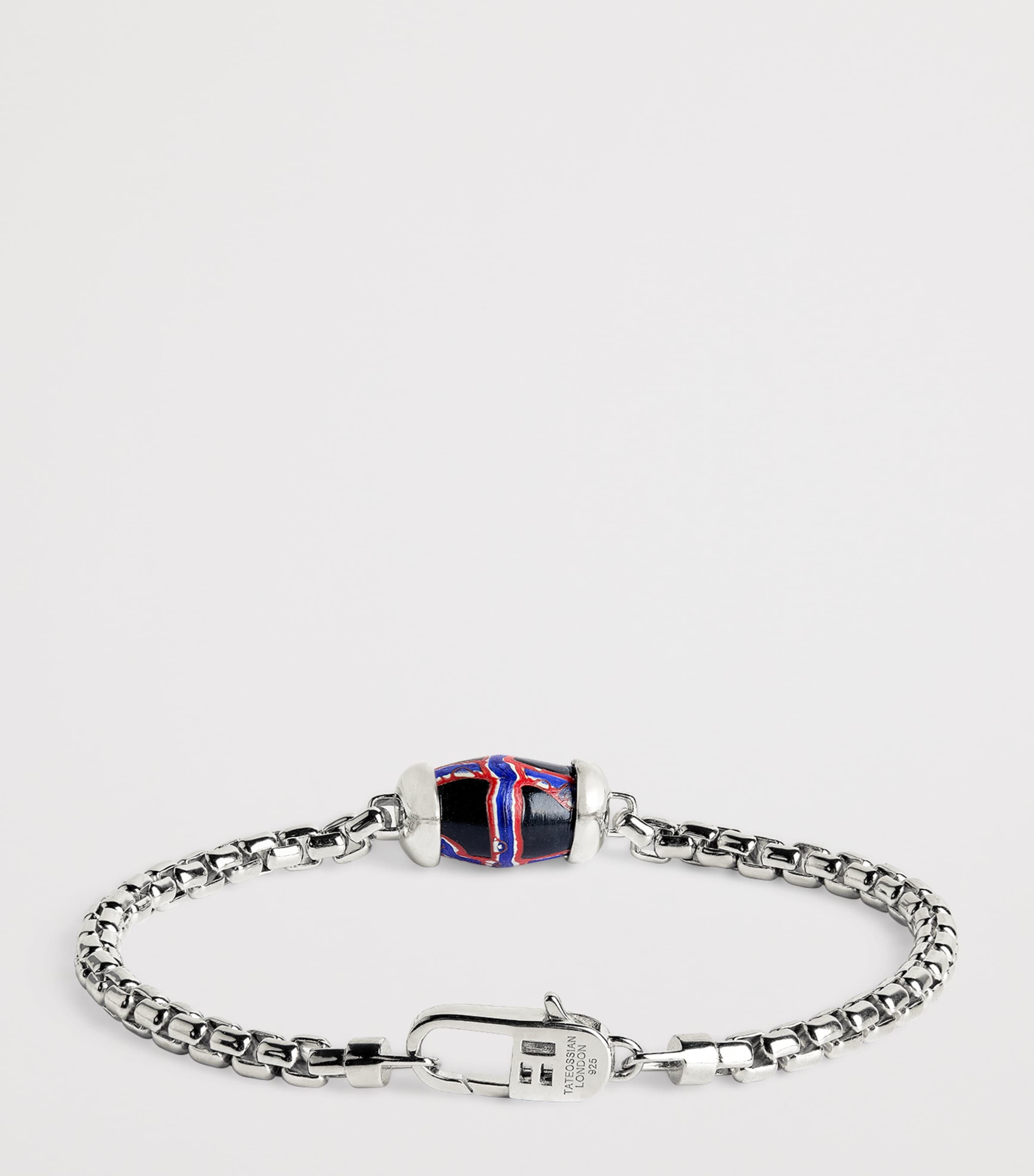 Sterling Silver French Cross Chain Bracelet BLACK Image 2