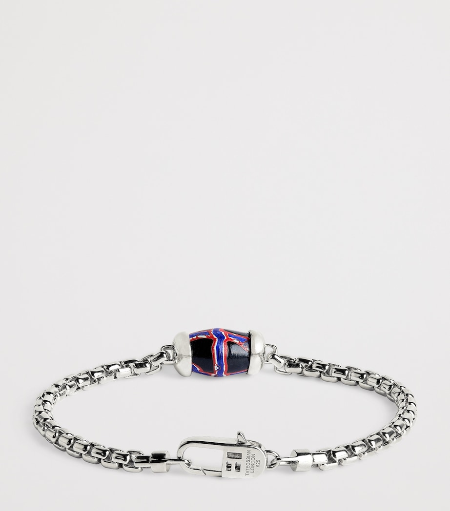 Sterling Silver French Cross Chain Bracelet BLACK Image 2