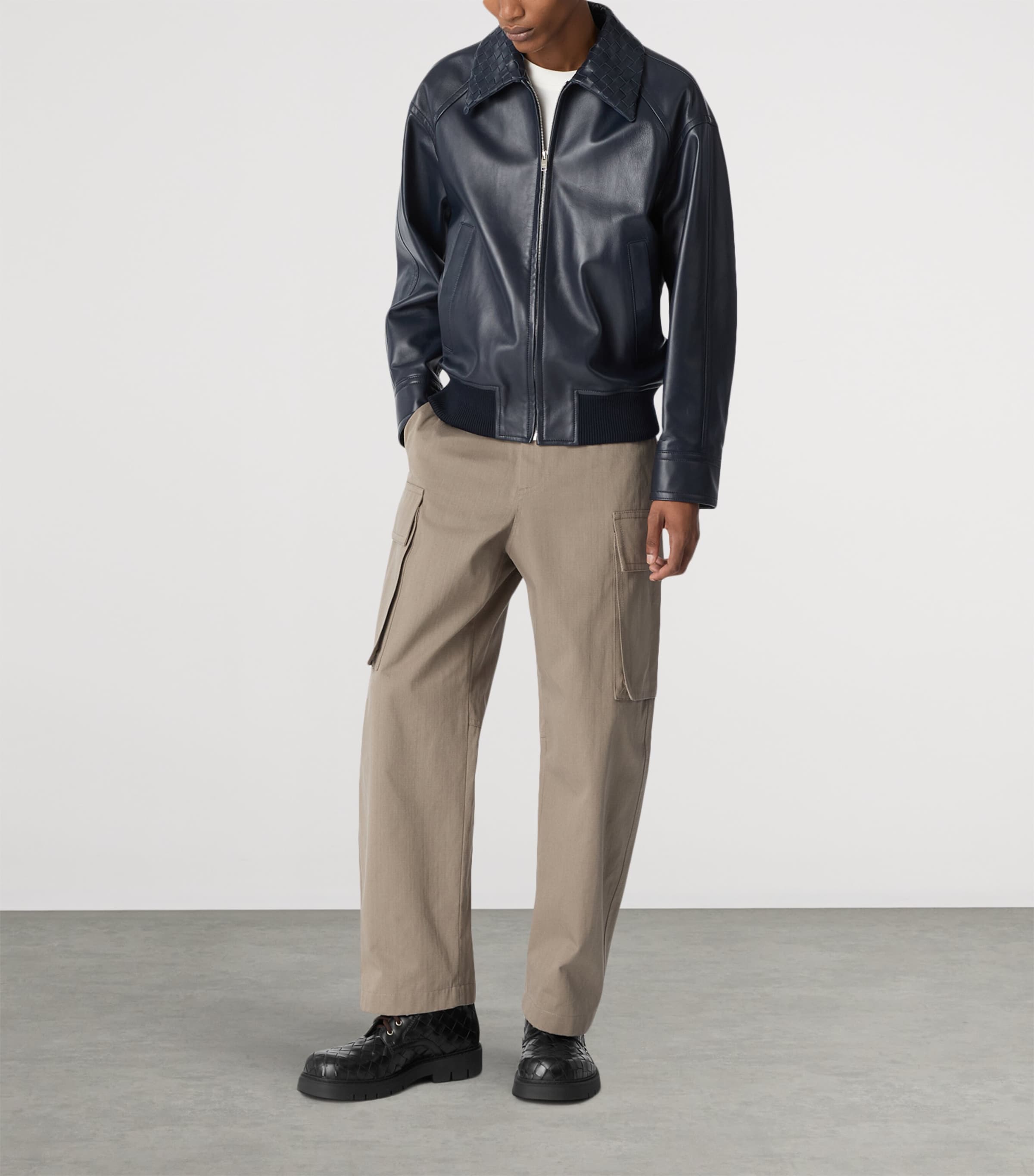 Bottega Veneta Leather Intrecciato Lace-Up Boots Image 2