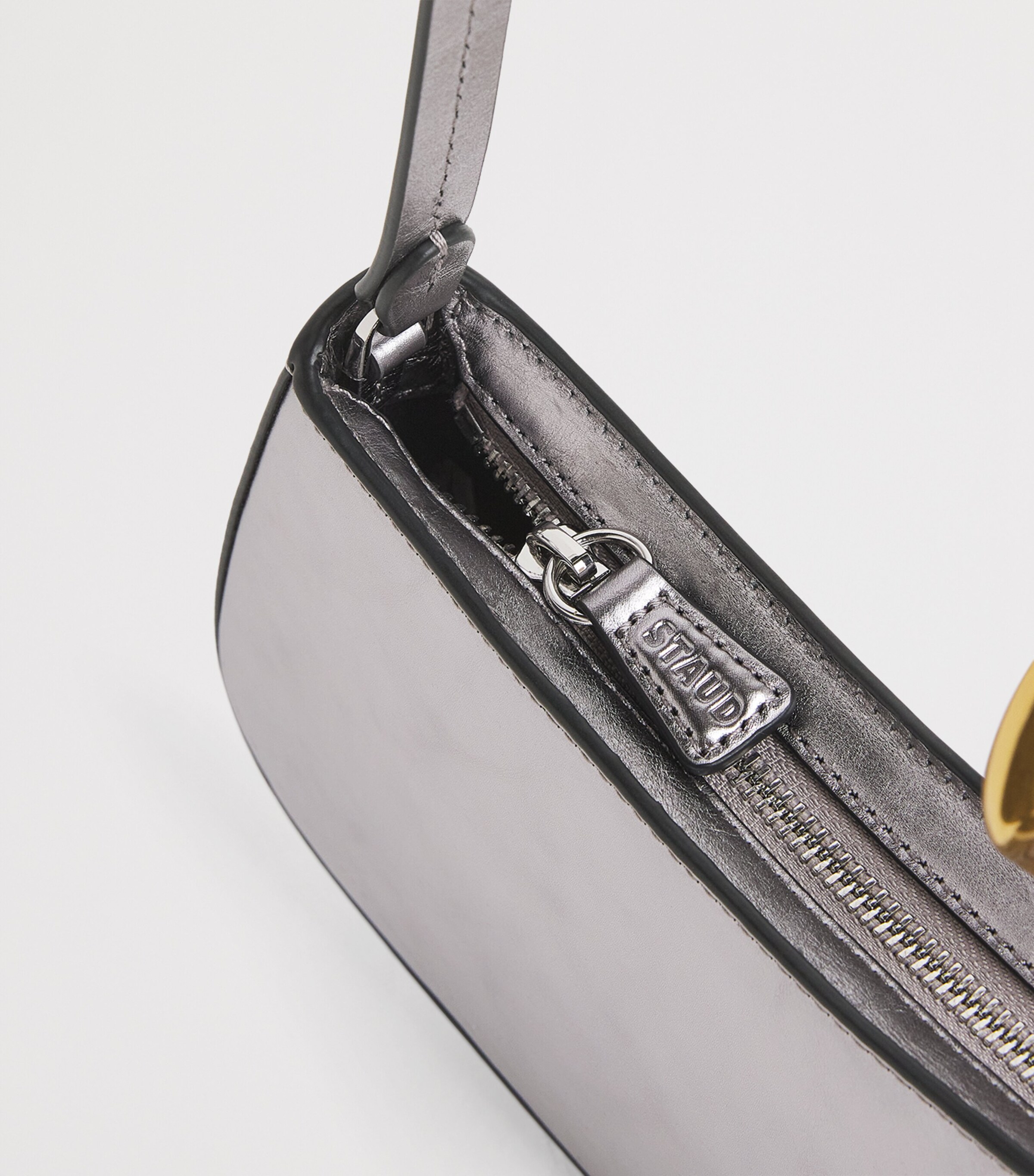 STAUD Leather Ollie Mini Bag Pwtr Pewter Image 6