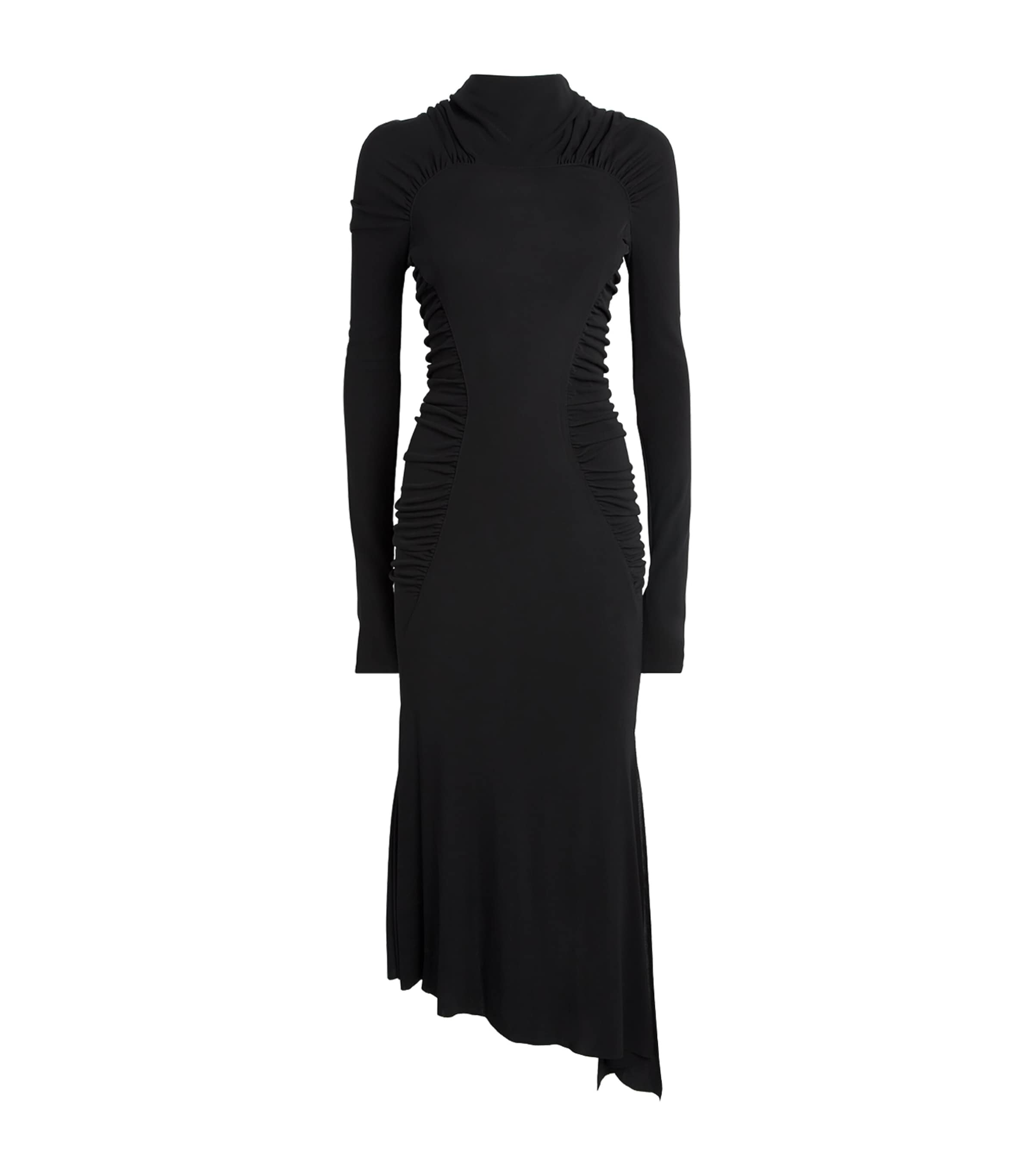Victoria Beckham Womens Long-Sleeve Gathered Midi Dress Black Image 1