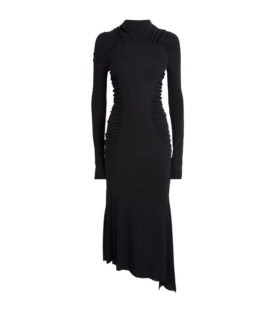Victoria Beckham Womens Long-Sleeve Gathered Midi Dress Black Image 1
