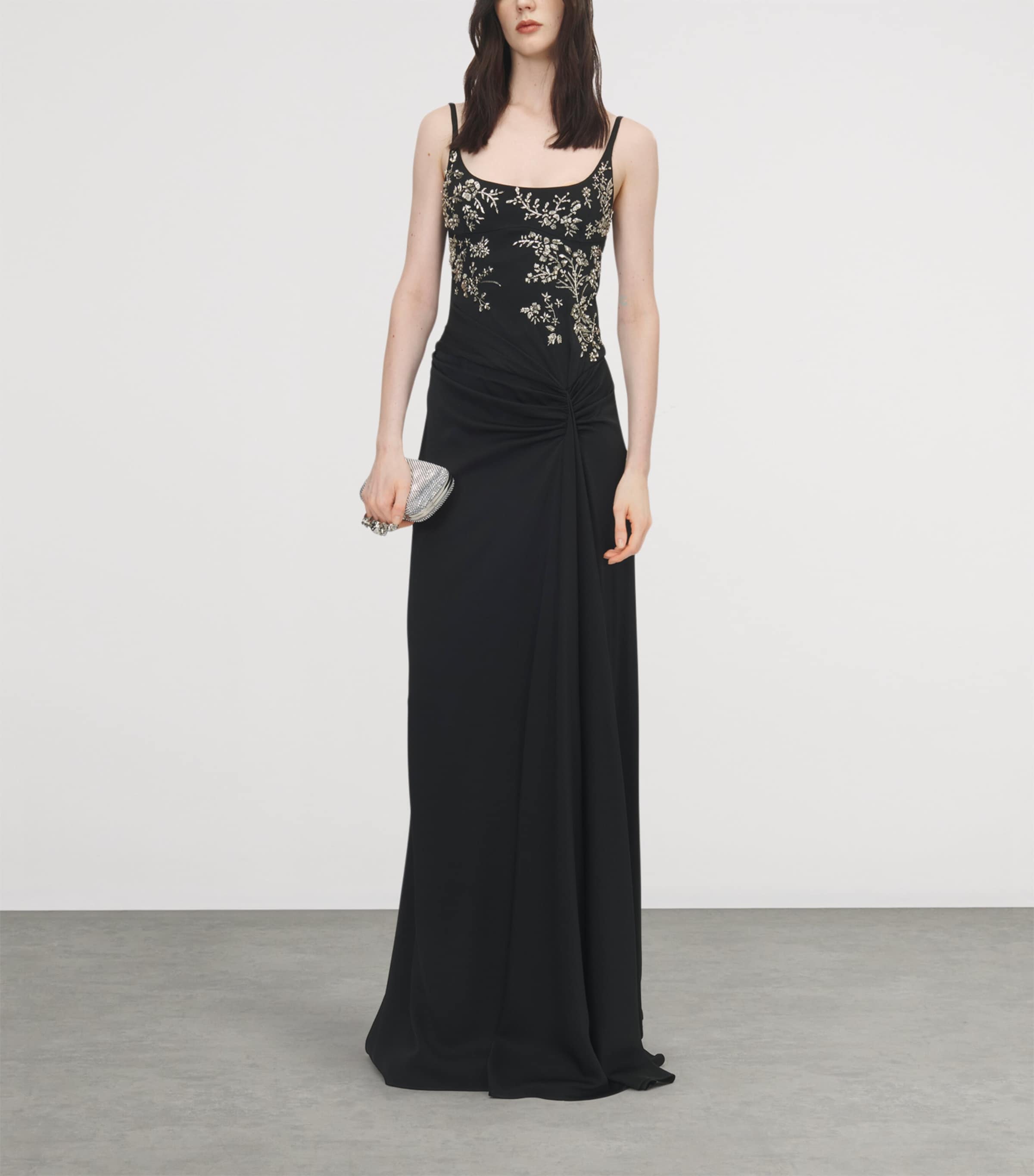 McQueen Womens Crepe Satin Embellished Gown Image 2