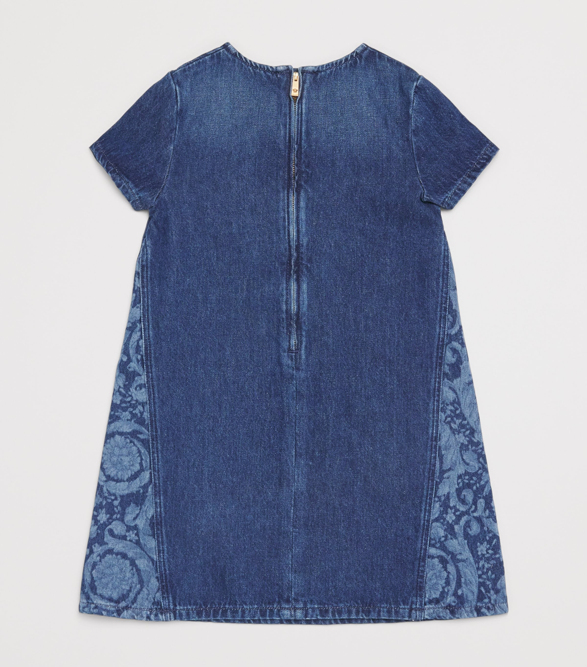 Versace Kids Denim Printed Dress (6-14 Years) Washd Med Blue Image 2