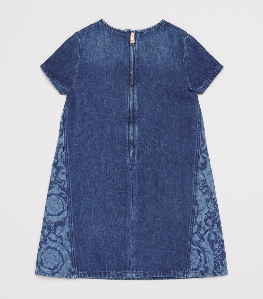 Versace Kids Denim Printed Dress (6-14 Years) Washd Med Blue Image 2