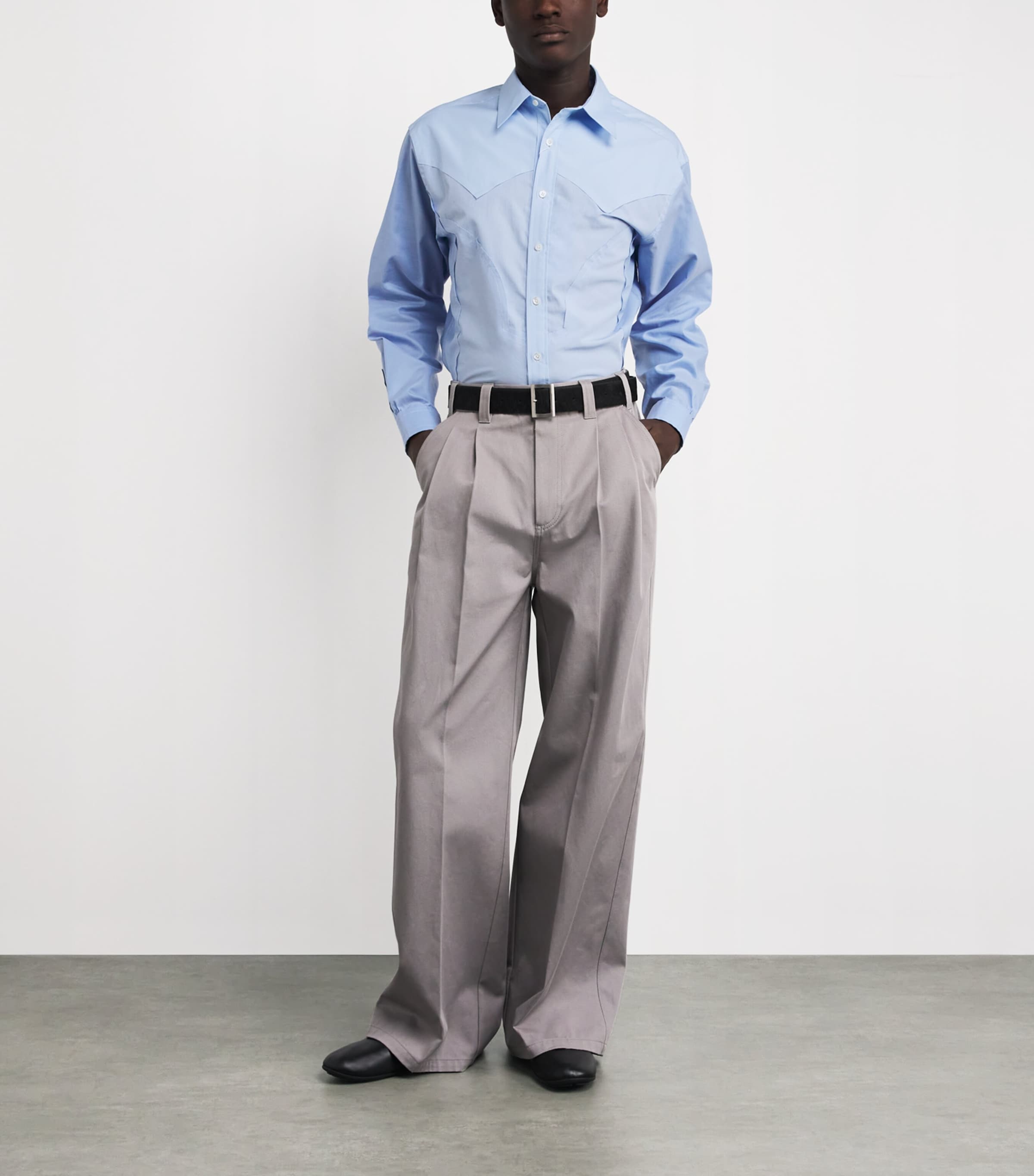 Maison Margiela Mens Cotton Panel Shirt Ciel Image 2