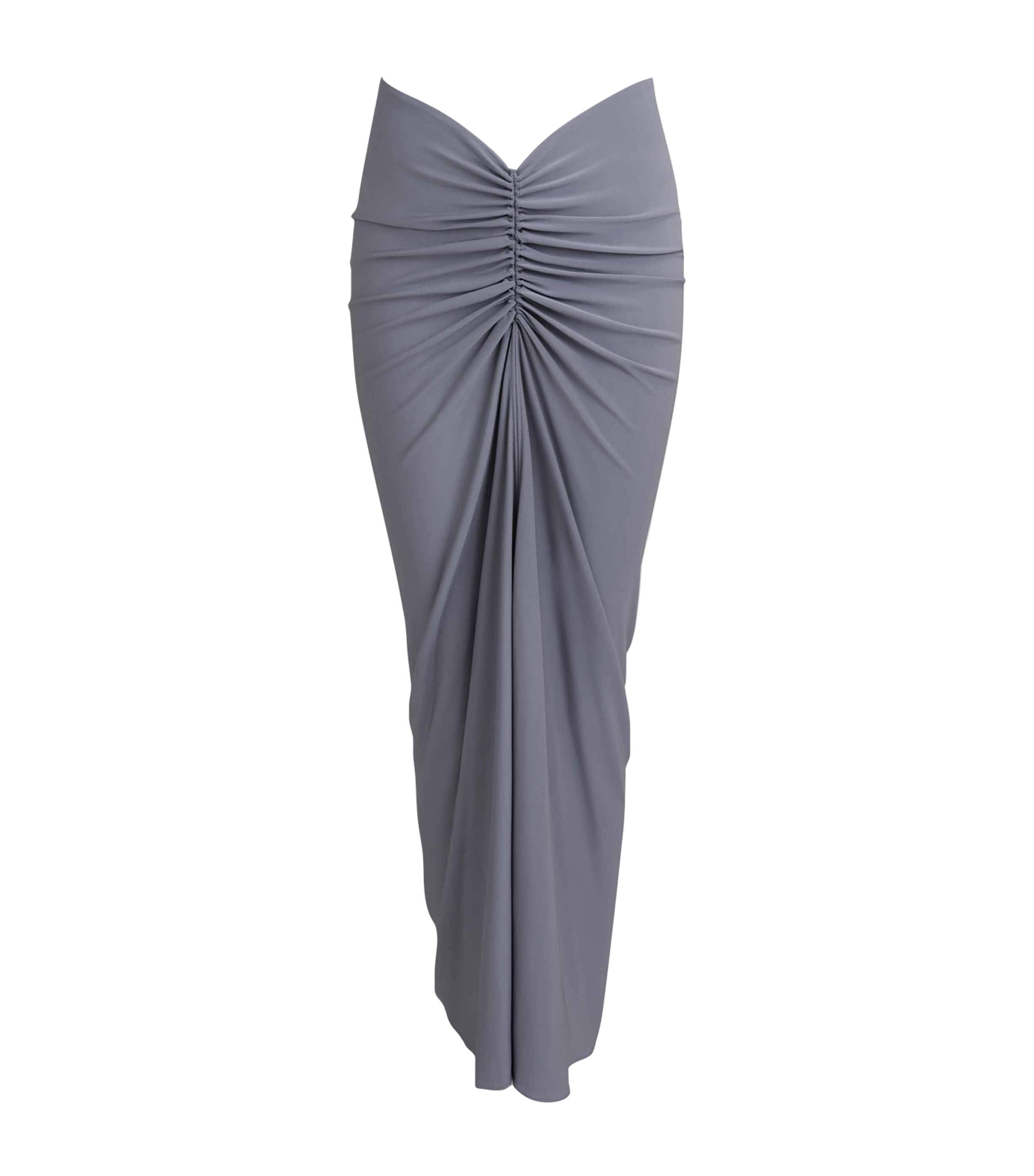 Alaïa Draped Bodycon Maxi Dress In Gray