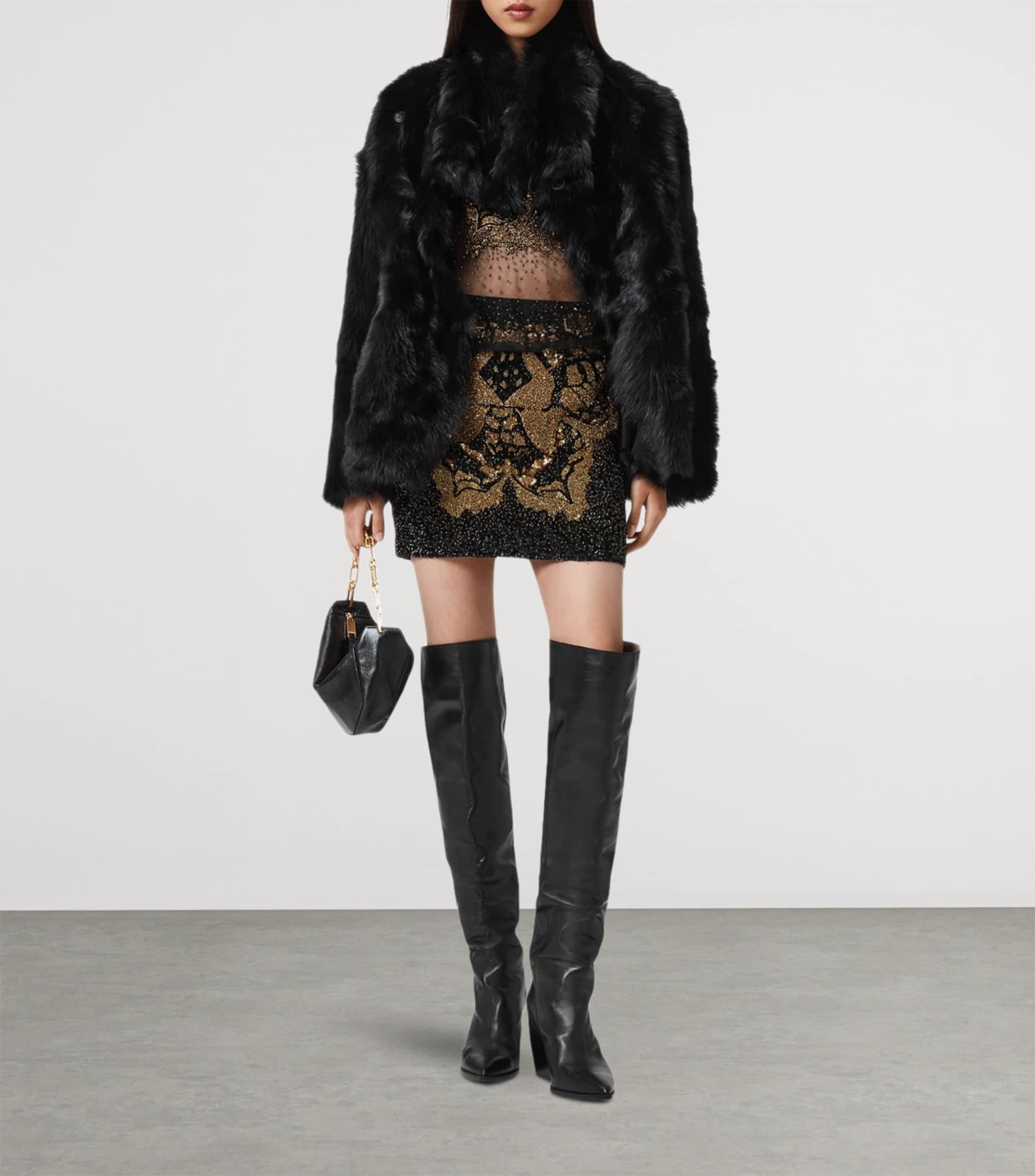 Embellished Jamilia Mini Skirt BLACK/GOLD Image 5