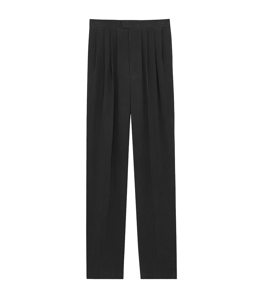 Silk Pleated Straight Trousers 1000 Image 1