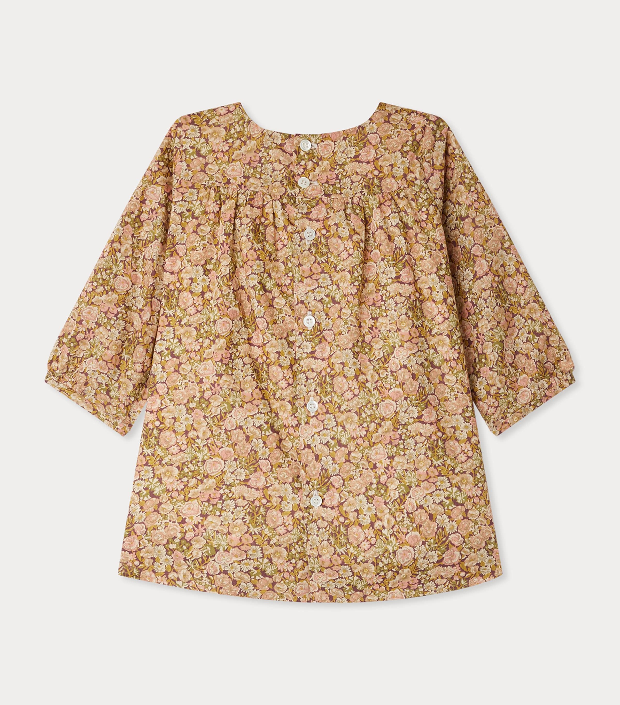 Cotton Floral Smocked Dress (3-18 Months) FL ROSE CAMELIA Image 2