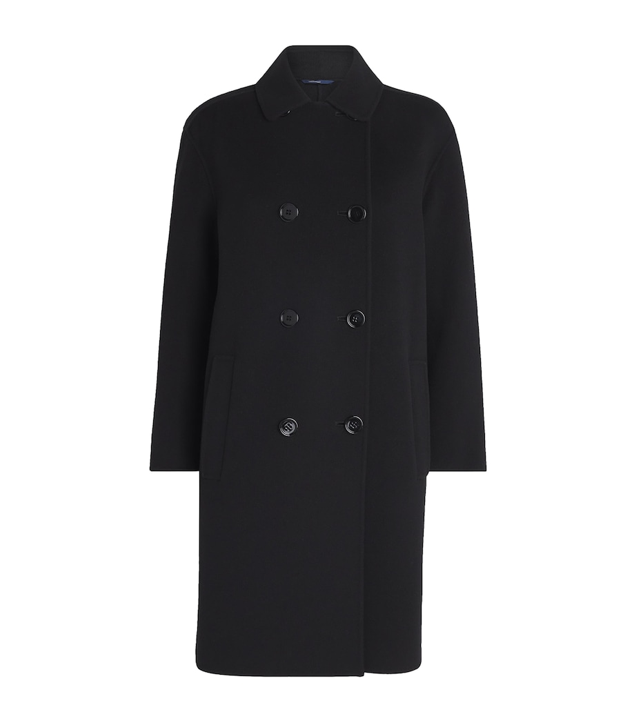Virgin Wool Double-Breasted Coat BLACK Image 1