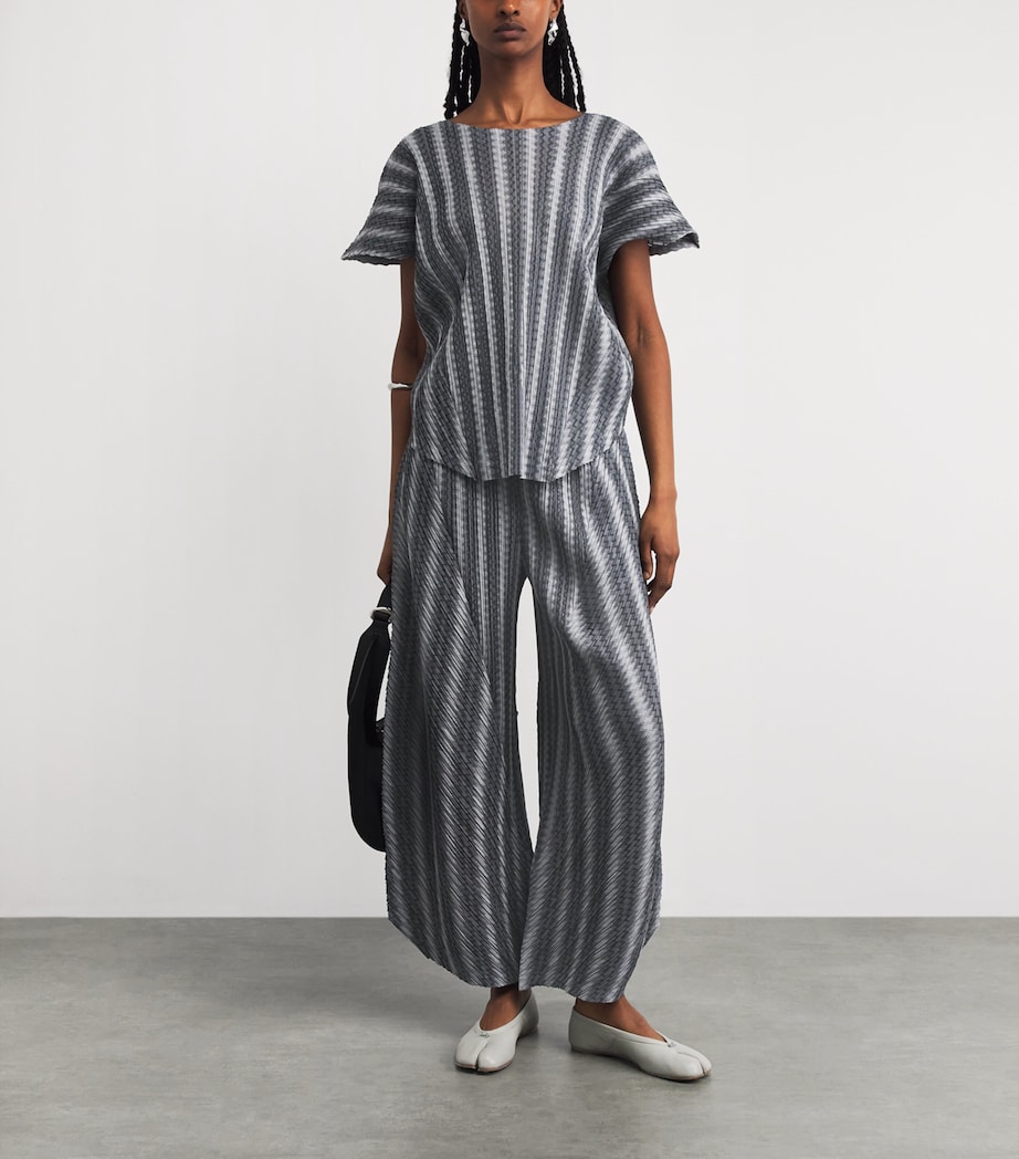 Pleats Please Issey Miyake Womens Cotton-Blend Zigzag Trousers Grey Image 2