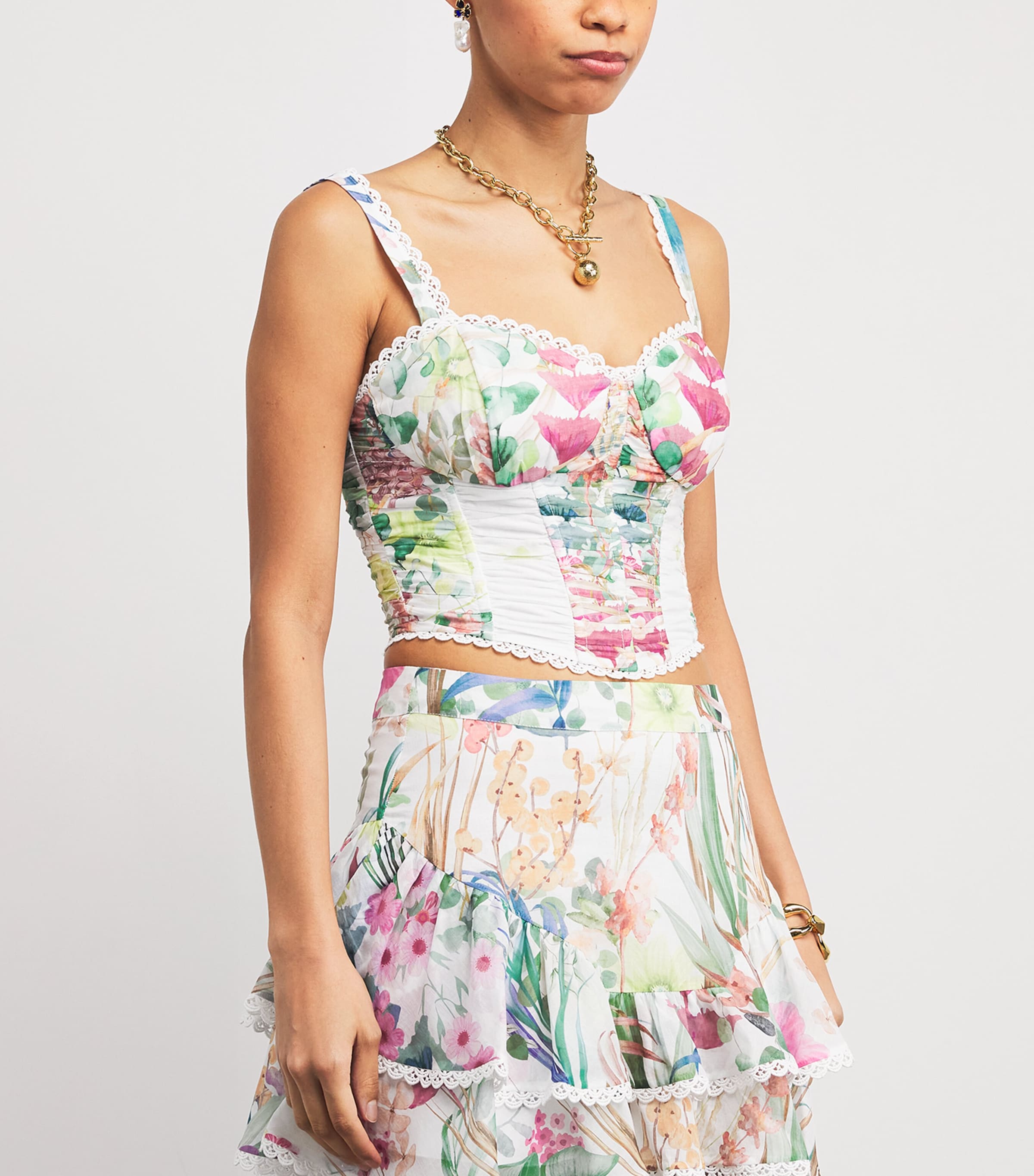 Floral Sylva Corset Top WHITE LAGOON Image 3