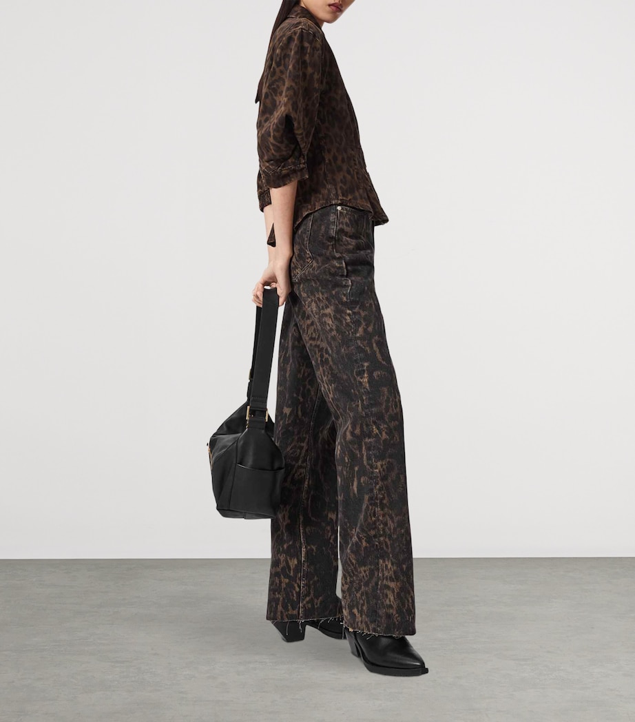 AllSaints Womens Denim Leopard Nancy Shirt Leppo Brown Image 6