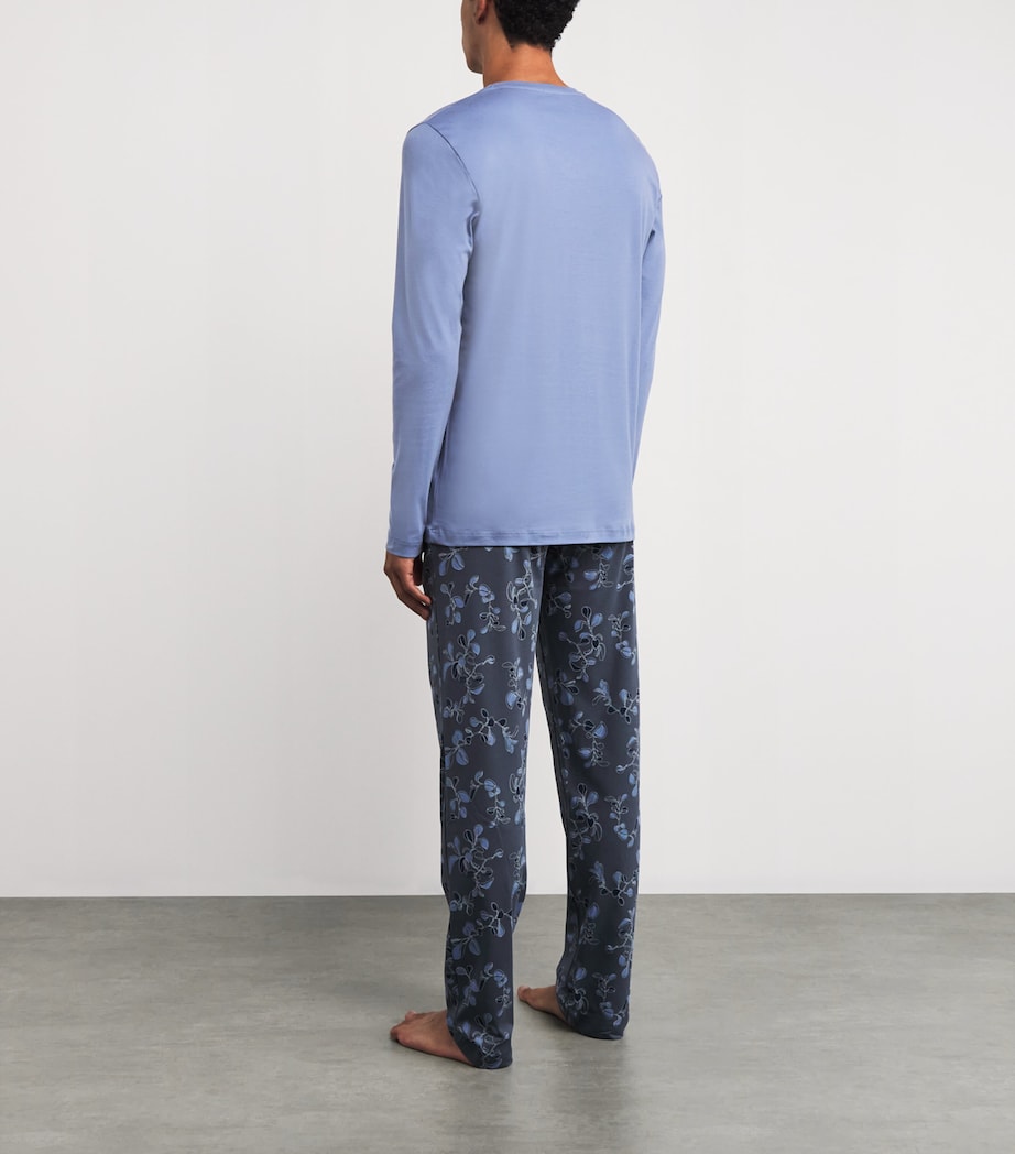 Cotton Night & Day Vine Pyjama Set 3025 AQUA INK LEAVES Image 3