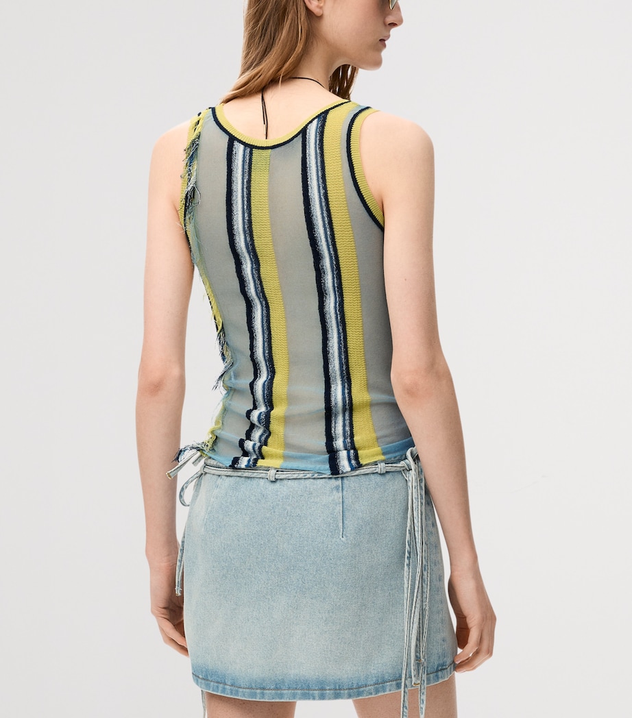 LOEWE Womens x Paula's Ibiza Stripe Fringe-Detail Tank Top Blue/multicolor Image 4