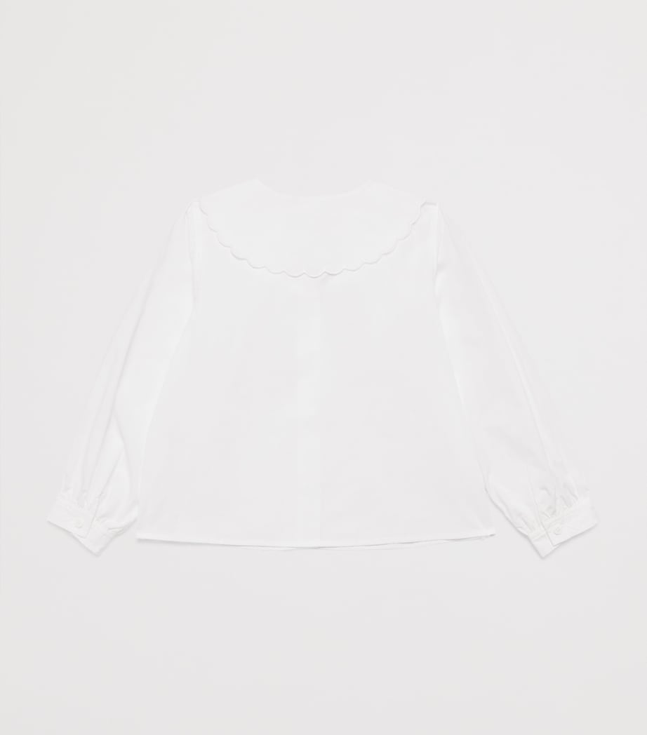 Cotton Scalloped Shirt (3-14+ Years) 100WHITE Image 2