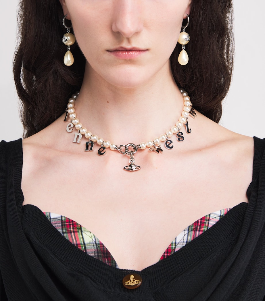 Vivienne Westwood Faux Pearl Martha Drop Earrings Platnium/creamrose Image 2