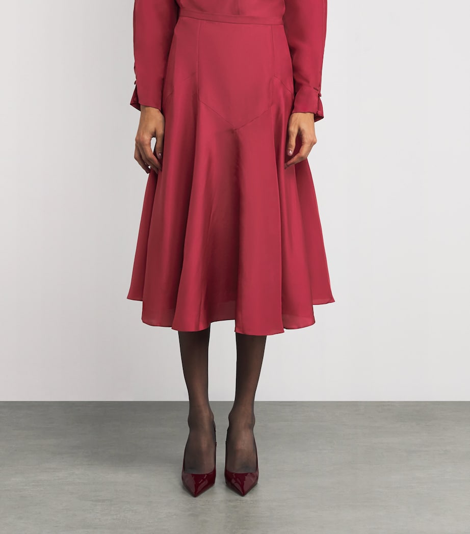 Silk Dorothy Midi Skirt BURGUNDY Image 3