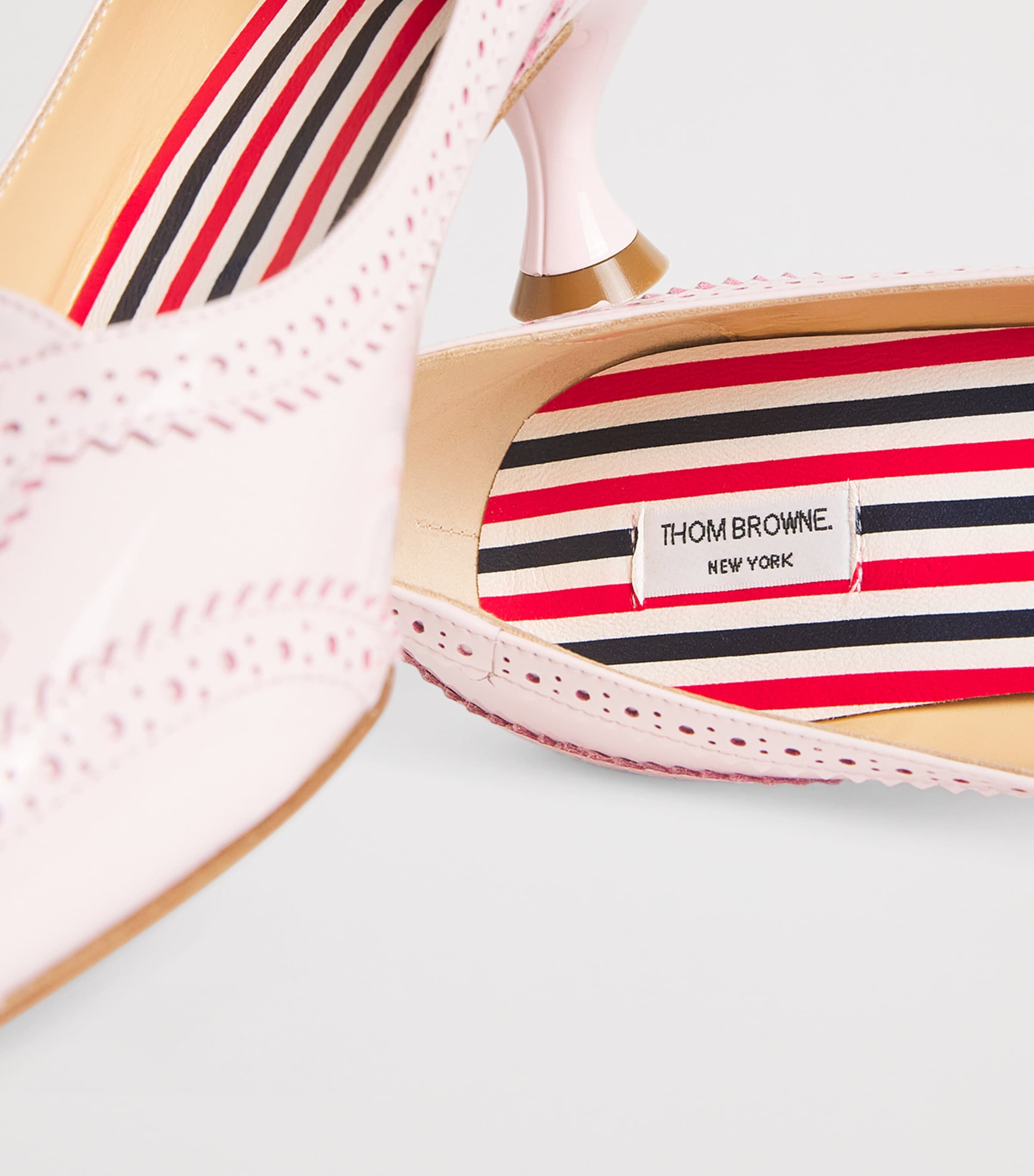 Thom Browne Pink Patent Leather Wingtip Pumps 50 | Harrods US