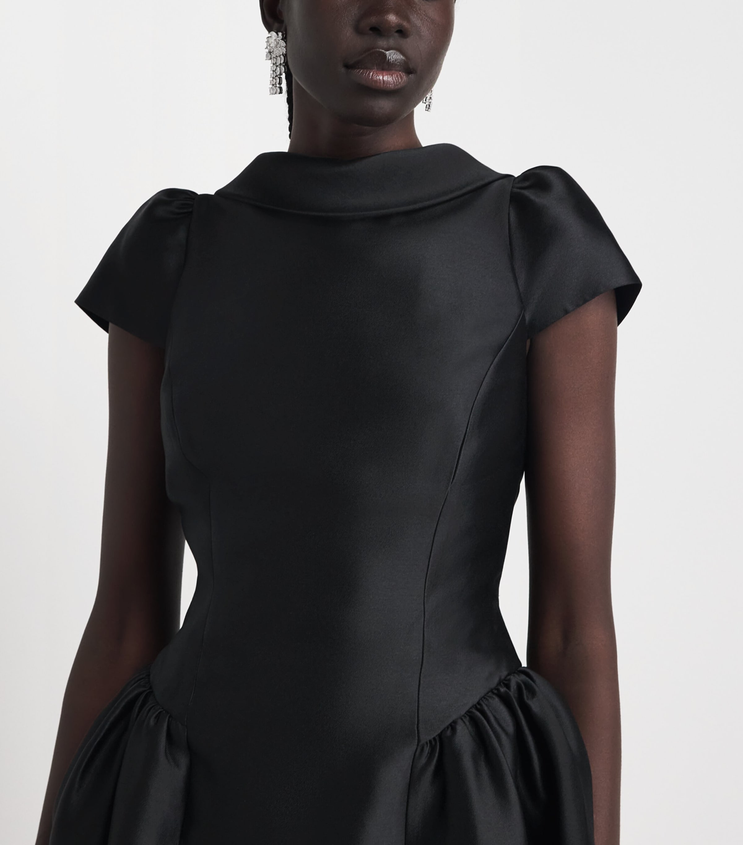 Self-Portrait Womens Taffeta Mini Dress Black Image 3