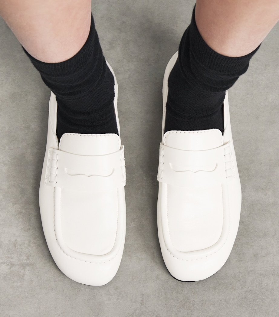 Sandro Paris Leather Round-Toe Loafers White Image 4