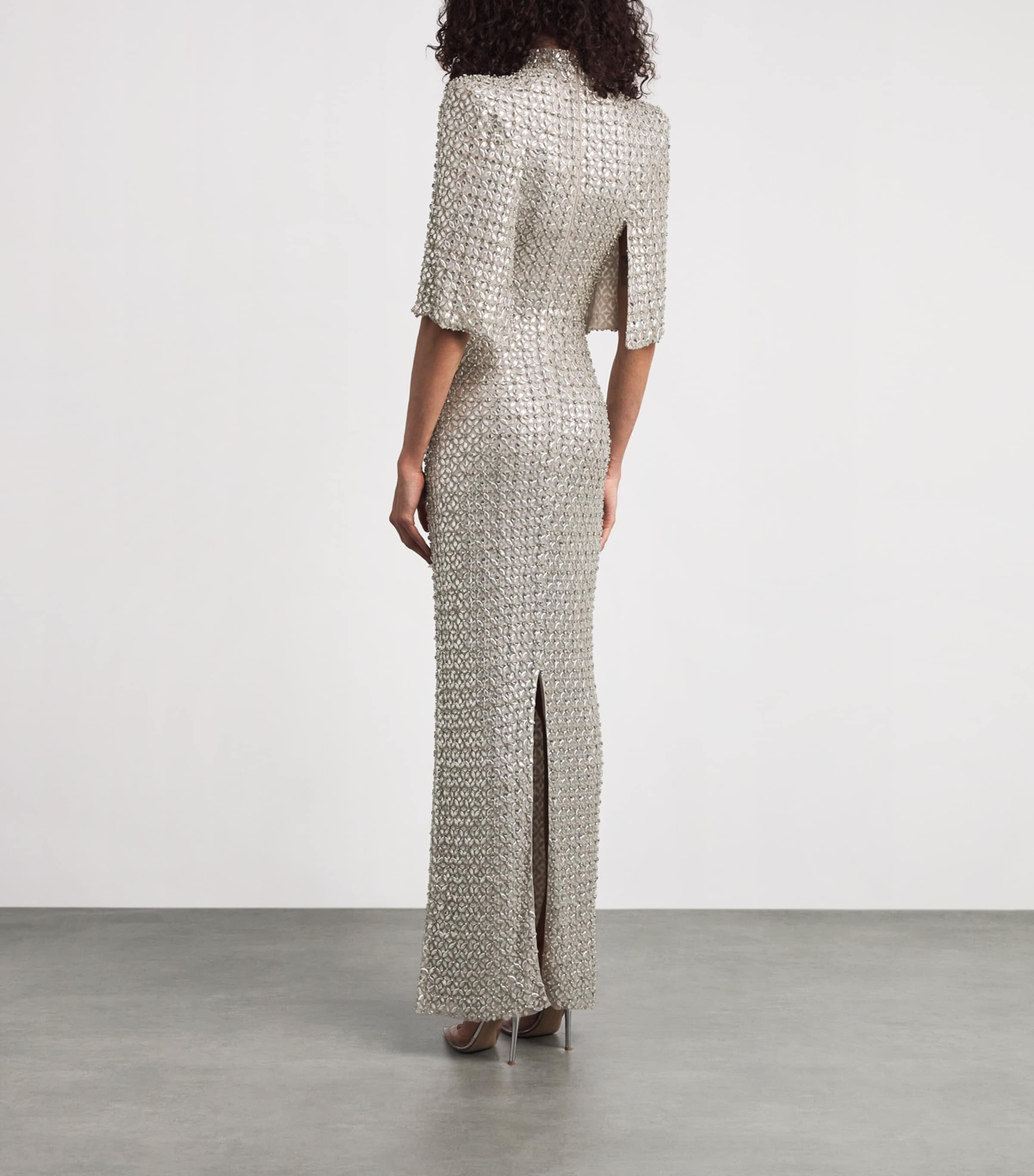 Jenny Packham Womens High-Neck Sedona Maxi Dress Mink Image 4