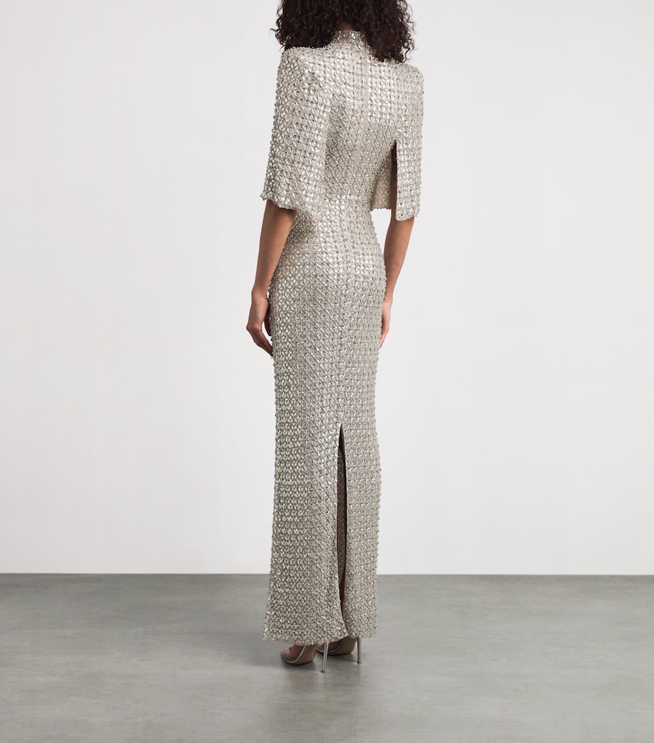 Jenny Packham Womens High-Neck Sedona Maxi Dress Mink Image 4
