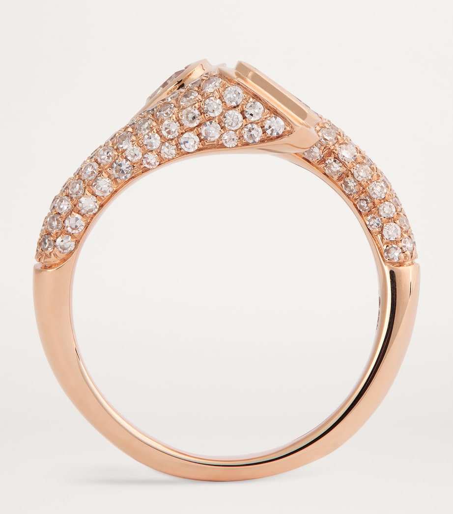 Rose Gold and Diamond Bypass Pinky Ring WHITE GOLD Image 3