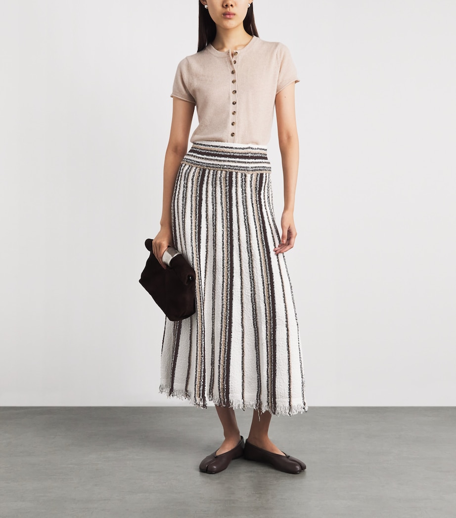 ME+EM Womens Stretch-Cotton Bouclé Maxi Skirt Cream Multi Image 2