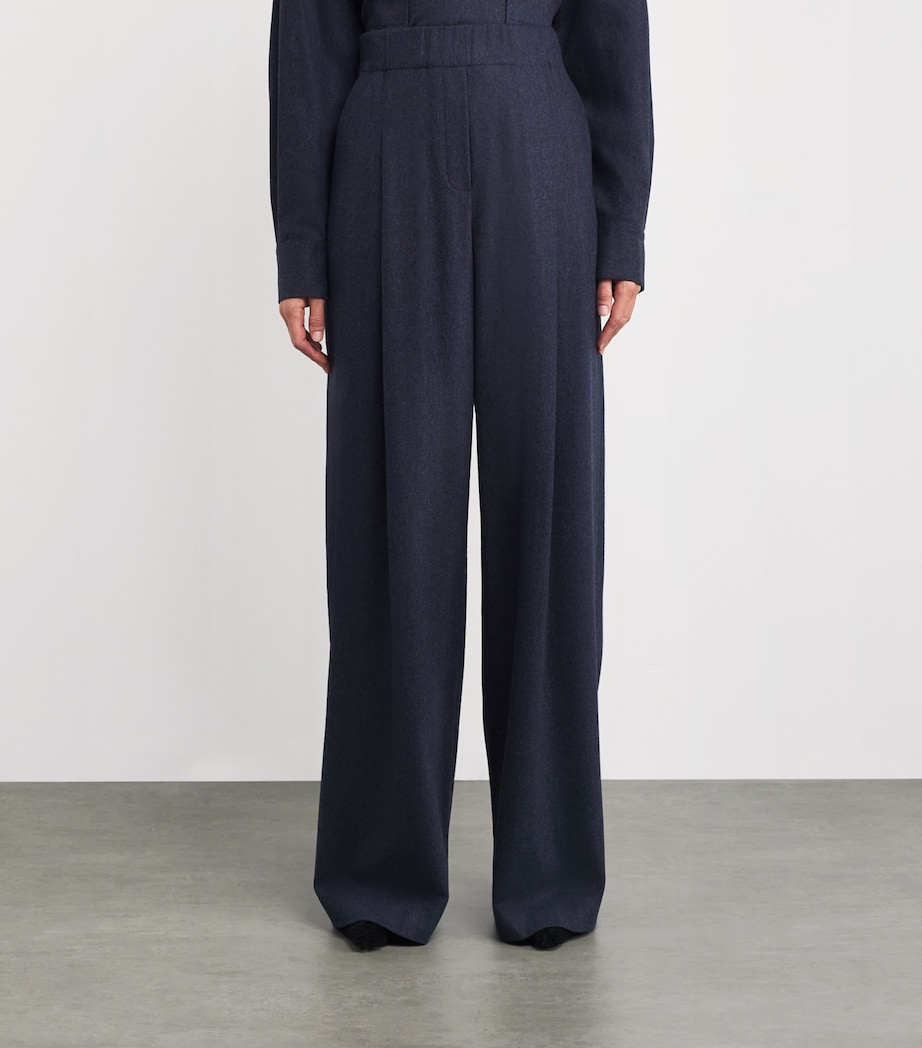 Wool-Cashmere Astor Wide-Leg Trousers 0005427 ADMR BLU MLN Image 3