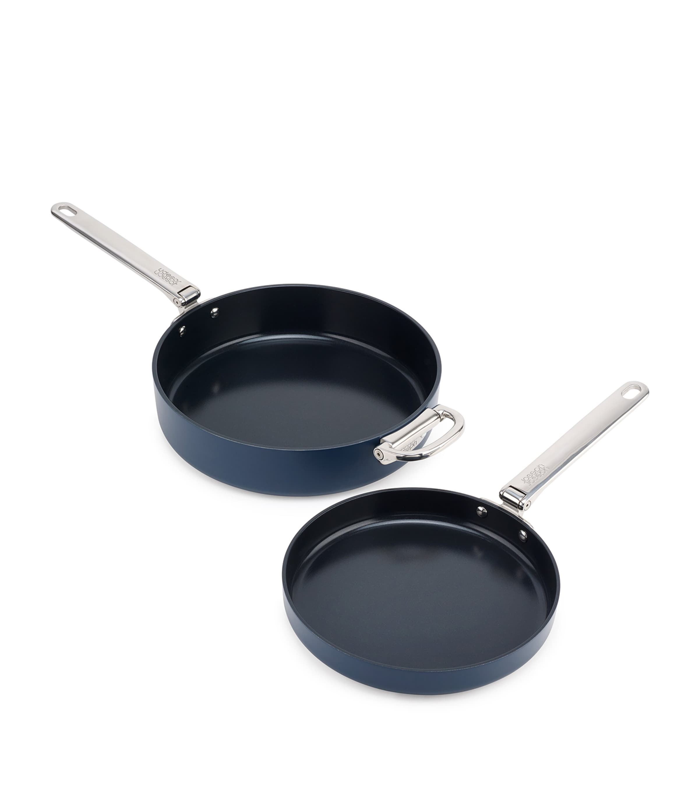 Set of 2 Space Non-Stick Folding Handle Frying Pans MIDNIGHT BLUE Image 6
