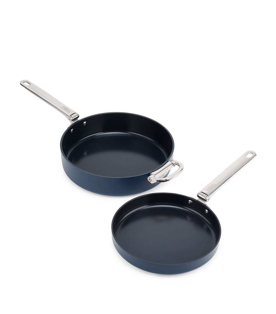 Set of 2 Space Non-Stick Folding Handle Frying Pans MIDNIGHT BLUE Image 6