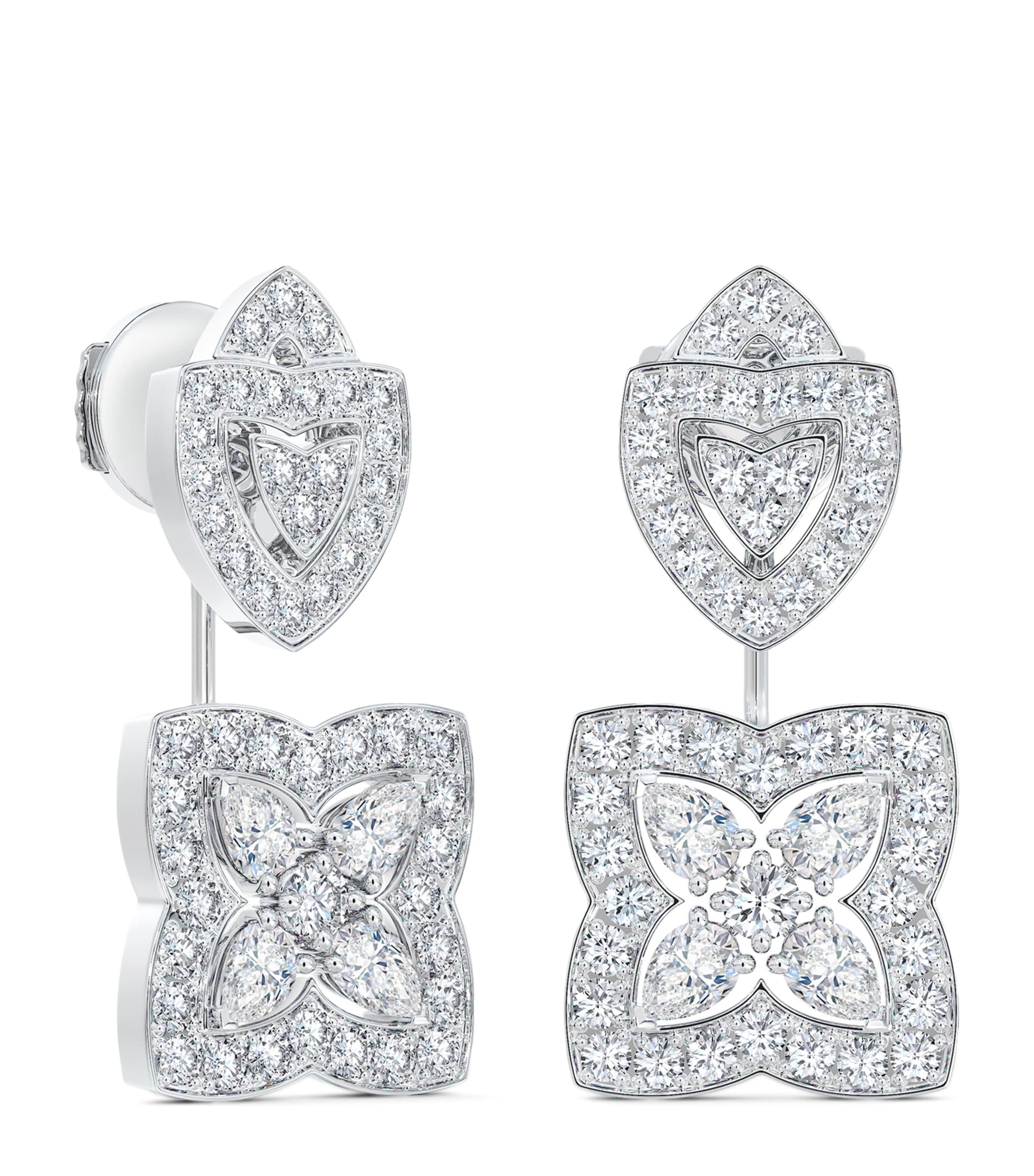 Shop De Beers White Gold And Diamond Enchanted Lotus Drop Earrings