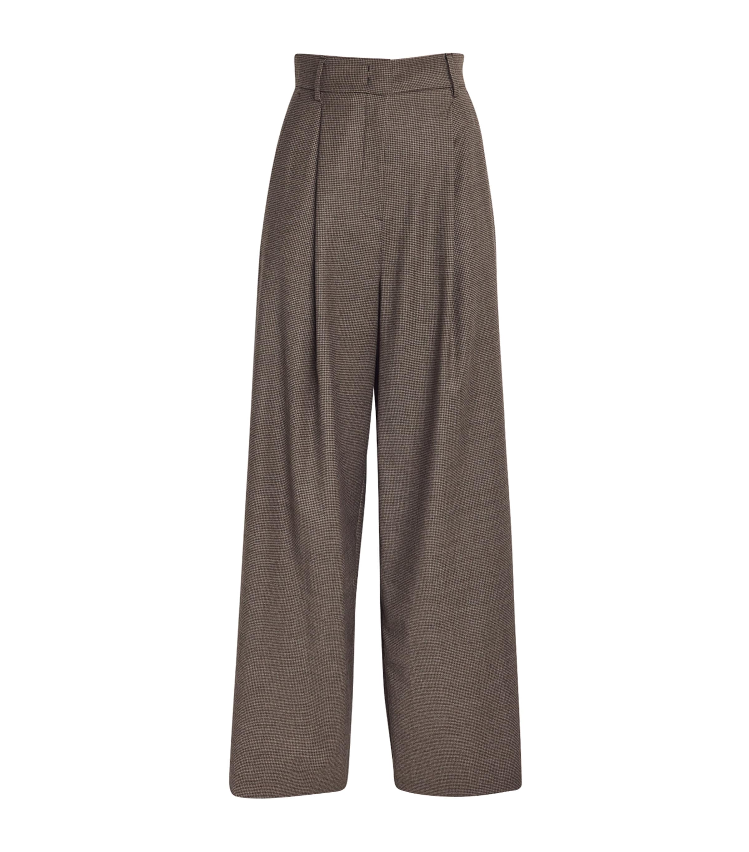 Shop Weekend Max Mara Virgin Wool Palazzo Trousers In Brown