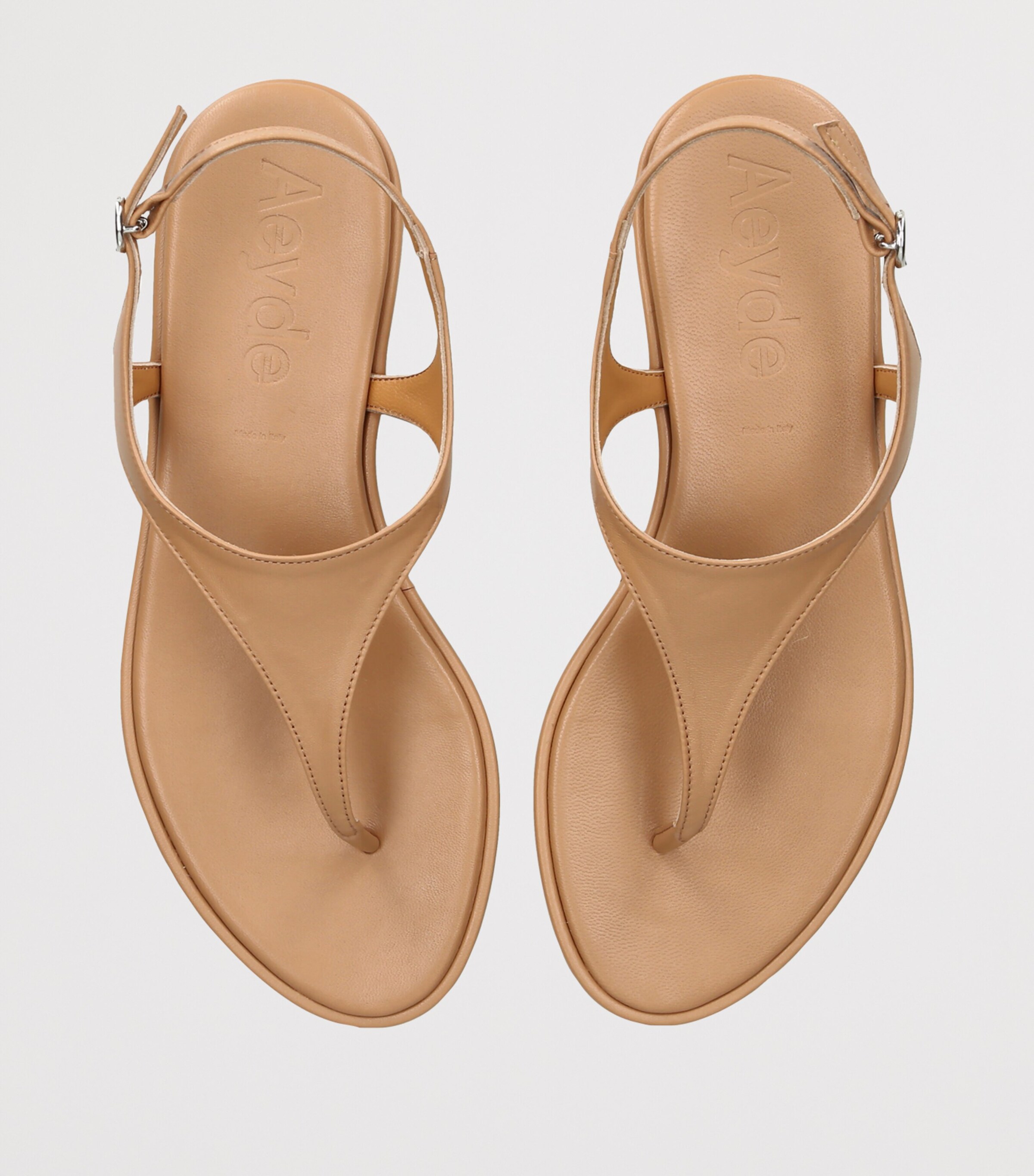 aeyde Leather Raine Sandals Mid Brown Image 3