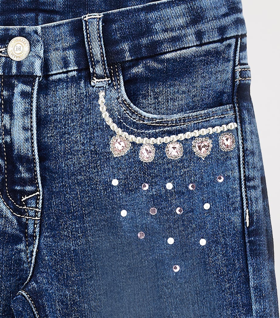 Embellished-Detail Flared Jeans (2-12 Years) BLU STONE DENIM Image 3