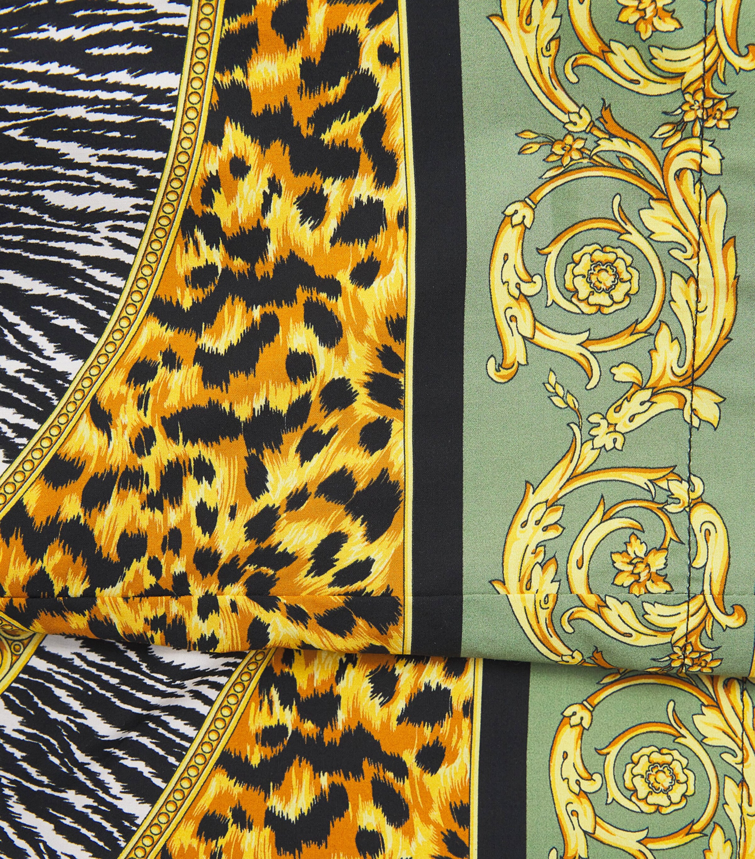 Cotton Poplin Wild Cats Shorts (6-14 Years) 5GC40SGE GREEN+BLACK Image 3