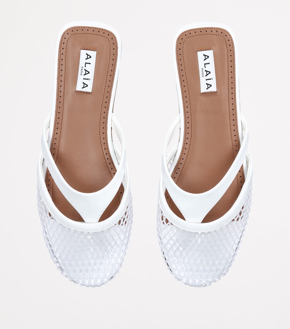 Infradito Fishnet Flat Mules WHITE Image 4