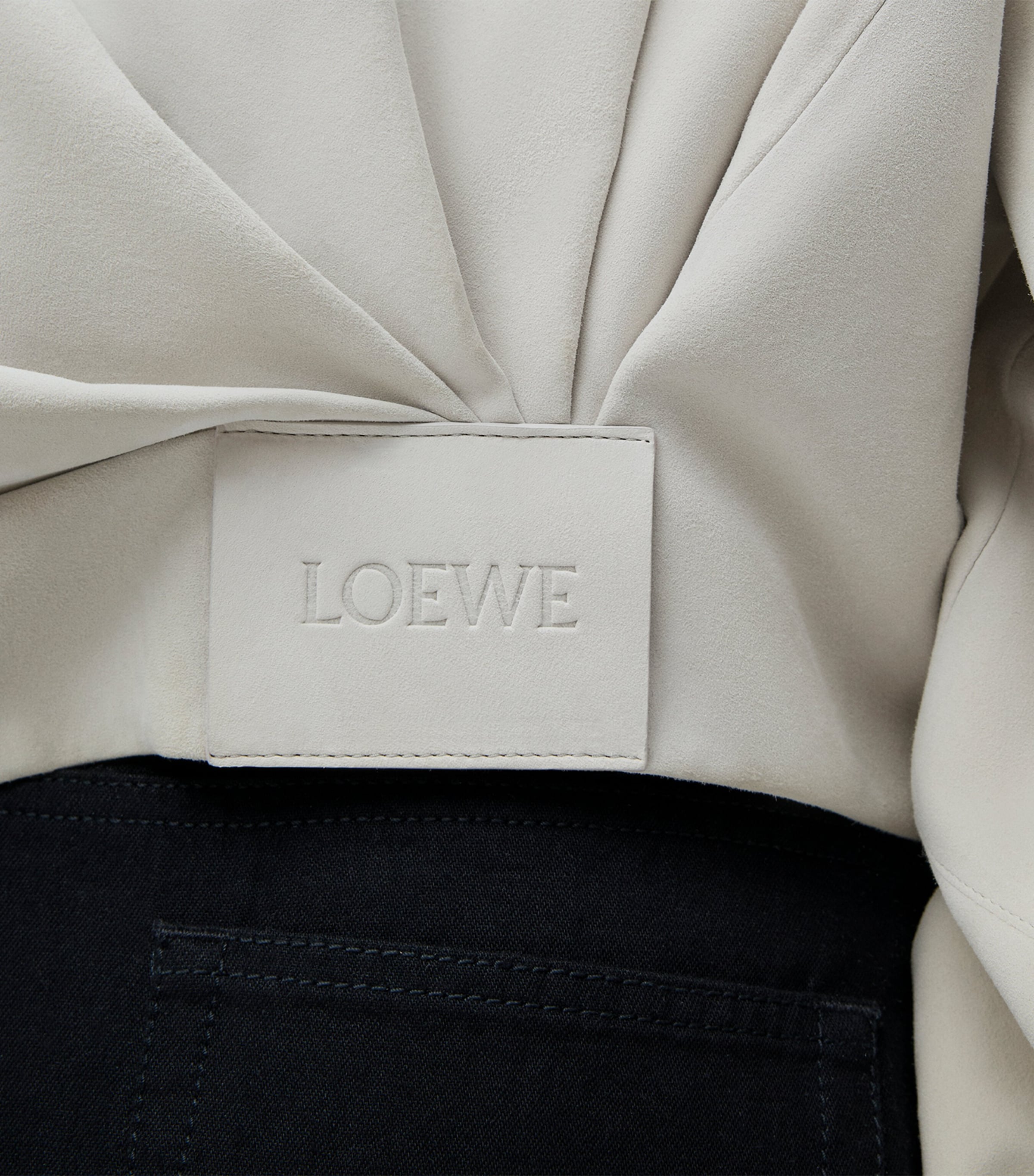 LOEWE Grey Draped Suede Jacket | Harrods US
