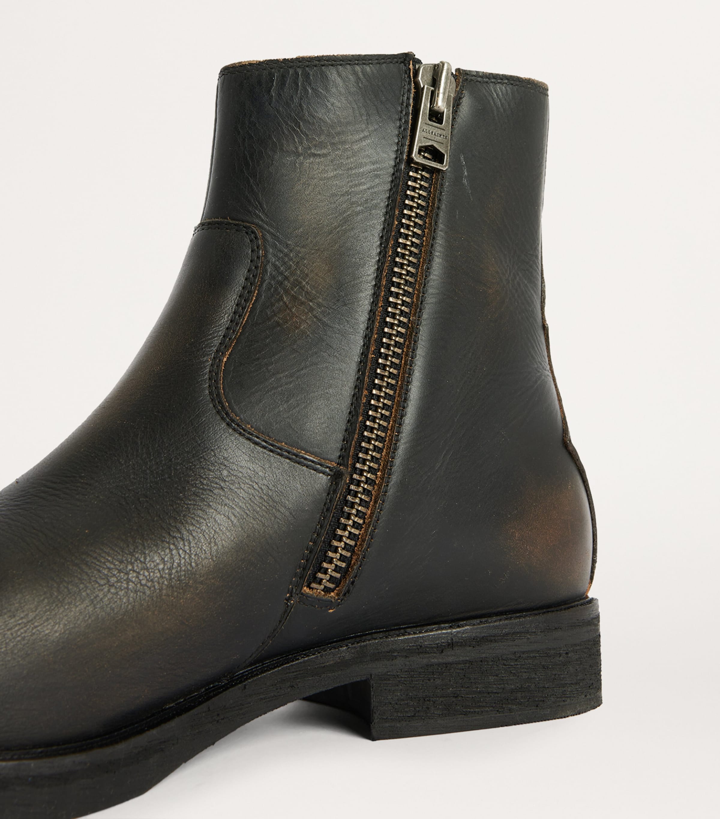 Leather Lang Ankle Boots DARK BROWN Image 6