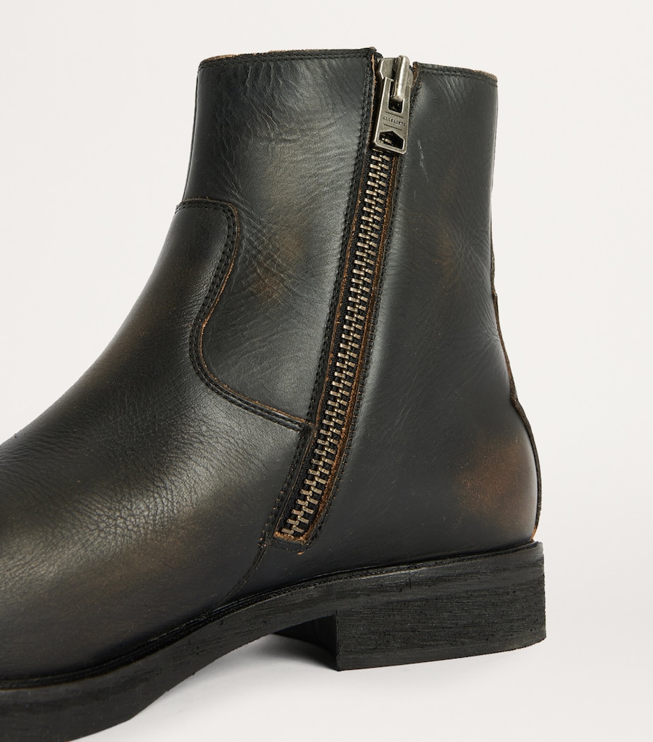 Leather Lang Ankle Boots DARK BROWN Image 6