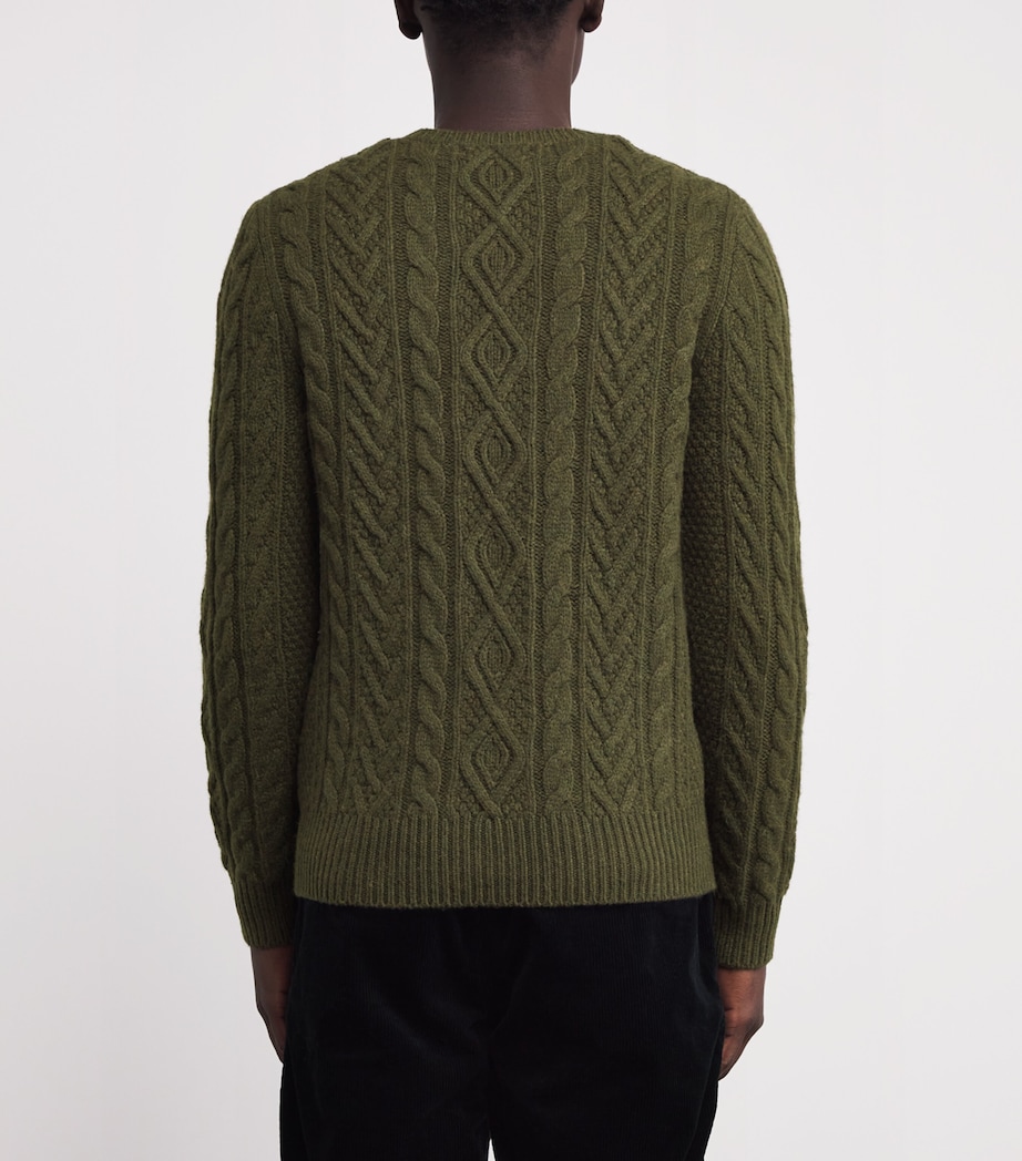 Wool-Alpaca Cable-Knit Sweater GREEN Image 4