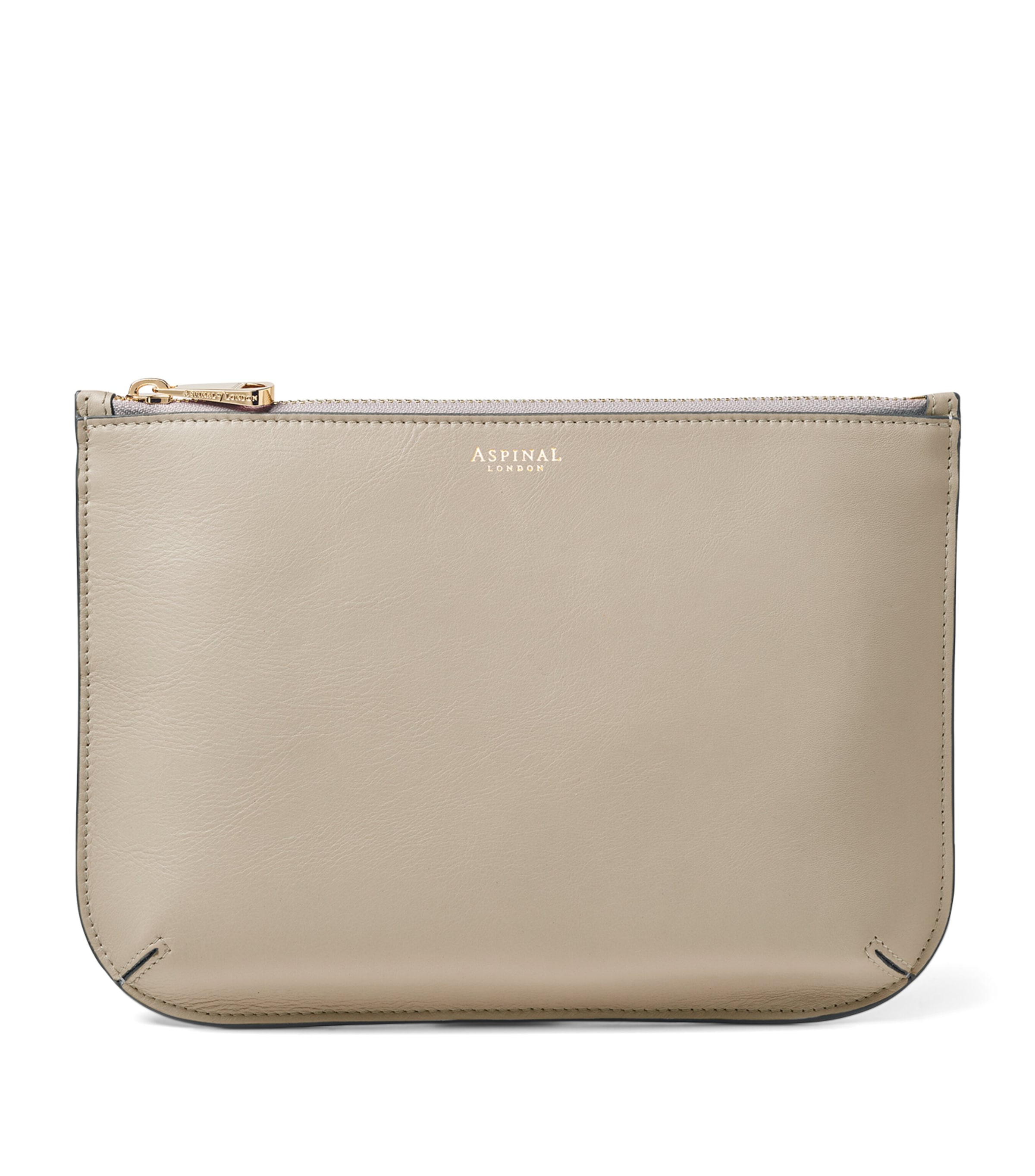 Shop Aspinal Of London Leather Ella Large Pouch In Grey