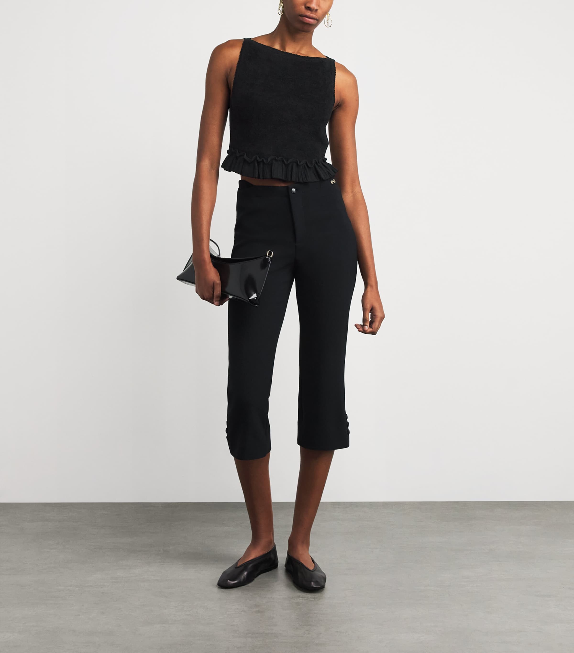 Knitted Crop Top BLACK Image 2