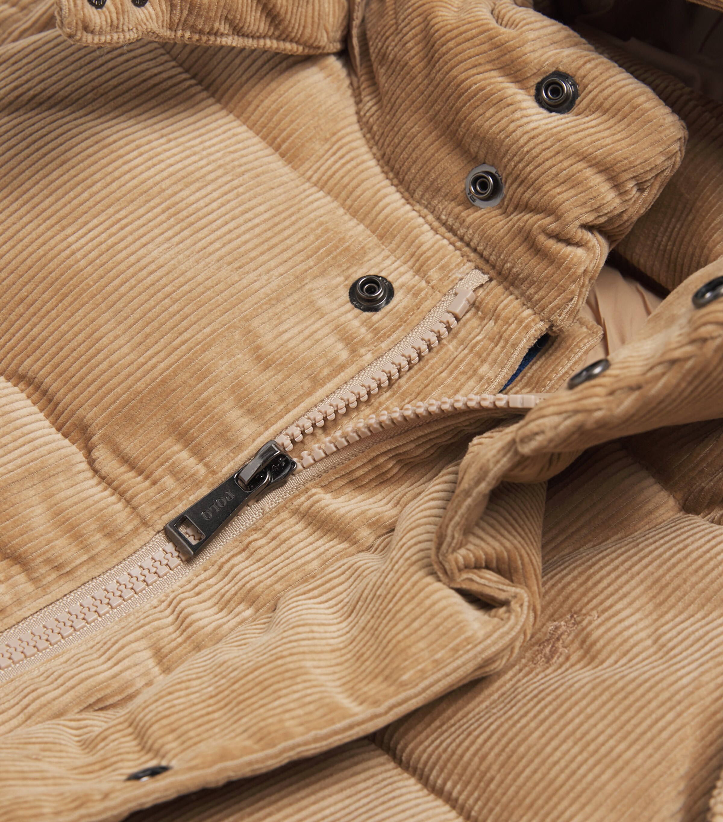 Ralph Lauren Kids Down Corduroy Quilted Puffer Jacket (6-14 Years) Khaki Image 3