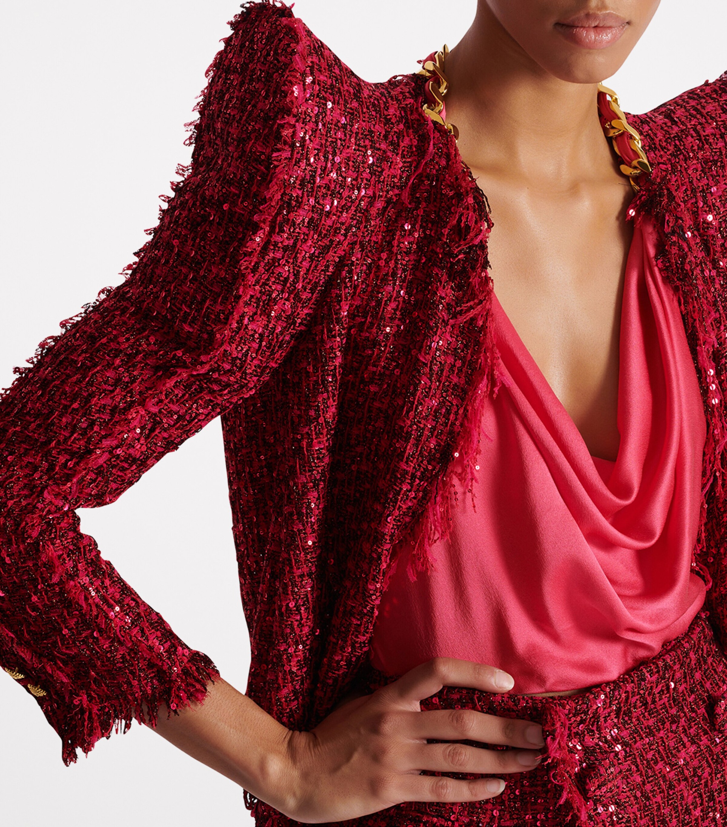 Tweed Sequin-Embellished Jacket 4PK FUCHSIA VIF Image 7